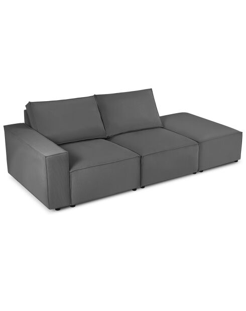 Canapé modulable droit velours côtelé carlo 3 places gris - 255x102x90 cm