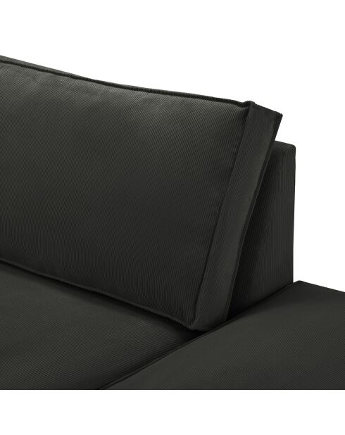 Canapé modulable droit velours côtelé carlo 3 places noir - 255x102x90 cm