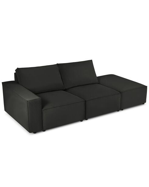 Canapé modulable droit velours côtelé carlo 3 places noir - 255x102x90 cm