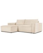 Canapé d'angle gauche velours côtelé carlo 3 places beige - 229x166x90 cm