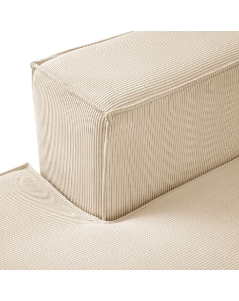 Canapé d'angle gauche velours côtelé carlo 3 places beige - 229x166x90 cm