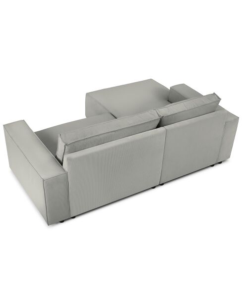 Canapé d'angle gauche velours côtelé carlo 3 places gris clair - 229x166x90 cm