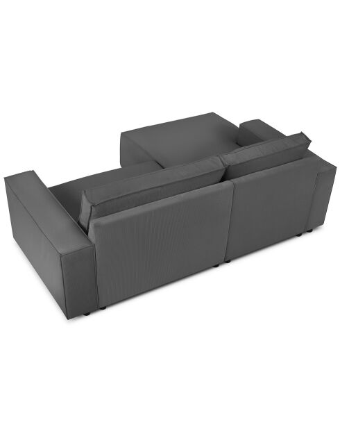 Canapé d'angle gauche velours côtelé carlo 3 places gris - 229x166x90 cm