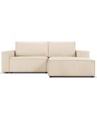 Canapé d'angle droit velours côtelé carlo 3 places beige - 229x166x90 cm