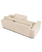 Canapé d'angle droit velours côtelé carlo 3 places beige - 229x166x90 cm