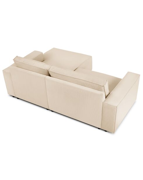 Canapé d'angle droit velours côtelé carlo 3 places beige - 229x166x90 cm