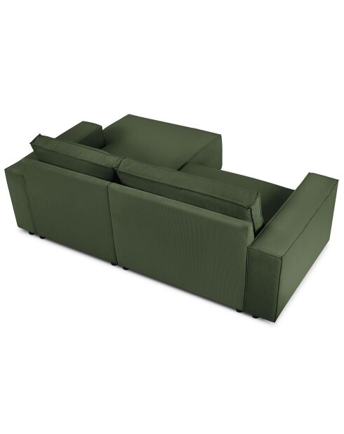 Canapé d'angle droit velours côtelé carlo 3 places vert bouteille - 229x166x90 cm