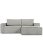 Canapé d'angle droit velours côtelé carlo 3 places gris clair - 229x166x90 cm