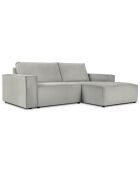 Canapé d'angle droit velours côtelé carlo 3 places gris clair - 229x166x90 cm