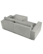 Canapé d'angle droit velours côtelé carlo 3 places gris clair - 229x166x90 cm