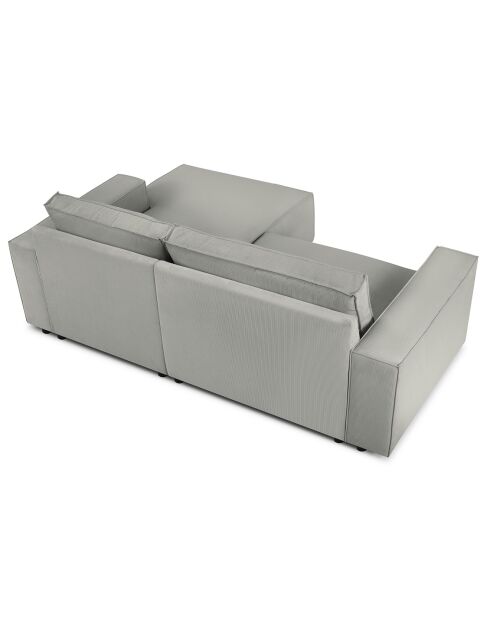 Canapé d'angle droit velours côtelé carlo 3 places gris clair - 229x166x90 cm
