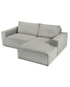 Canapé d'angle droit velours côtelé carlo 3 places gris clair - 229x166x90 cm
