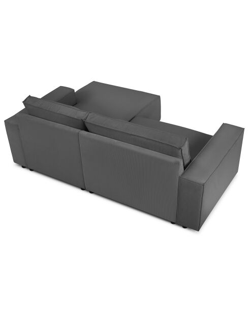 Canapé d'angle droit velours côtelé carlo 3 places gris - 229x166x90 cm