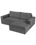 Canapé d'angle droit velours côtelé carlo 3 places gris - 229x166x90 cm