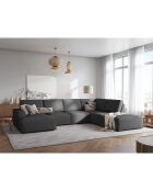 Canapé d'angle panoramique droit ouvert carlo 7 places gris - 366x257x90 cm