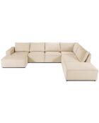 Canapé d'angle panoramique droit ouvert carlo 7 places beige - 366x257x90 cm