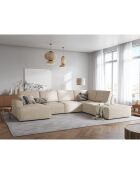 Canapé d'angle panoramique droit ouvert carlo 7 places beige - 366x257x90 cm