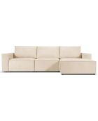Canapé d'angle droit velours côtelé carlo 4 places beige - 289x166x90 cm