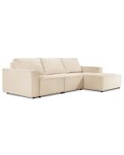 Canapé d'angle droit velours côtelé carlo 4 places beige - 289x166x90 cm