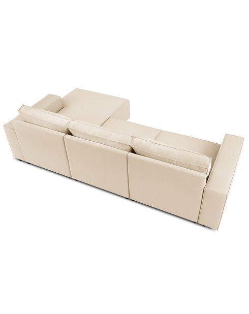 Canapé d'angle droit velours côtelé carlo 4 places beige - 289x166x90 cm