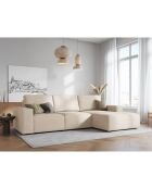 Canapé d'angle droit velours côtelé carlo 4 places beige - 289x166x90 cm