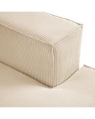 Canapé d'angle droit velours côtelé carlo 4 places beige - 289x166x90 cm