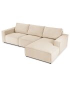 Canapé d'angle droit velours côtelé carlo 4 places beige - 289x166x90 cm