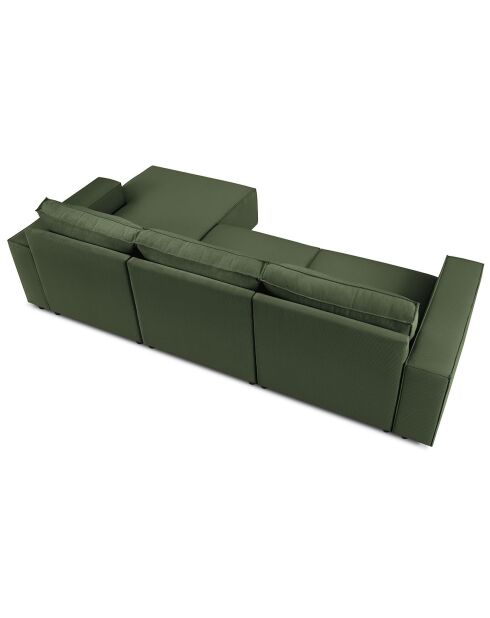 Canapé d'angle droit velours côtelé carlo 4 places vert bouteille - 289x166x90 cm