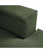 Canapé d'angle droit velours côtelé carlo 4 places vert bouteille - 289x166x90 cm