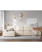Canapé d'angle gauche velours côtelé carlo 5 places beige - 341x166x90 cm