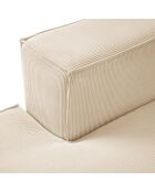 Canapé d'angle gauche velours côtelé carlo 5 places beige - 341x166x90 cm