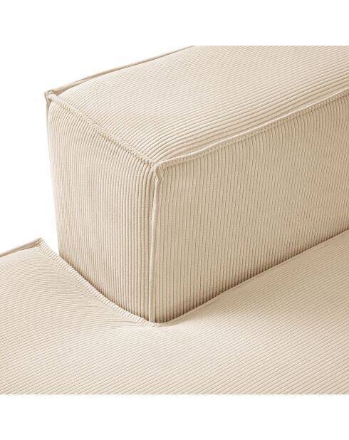 Canapé d'angle gauche velours côtelé carlo 5 places beige - 341x166x90 cm