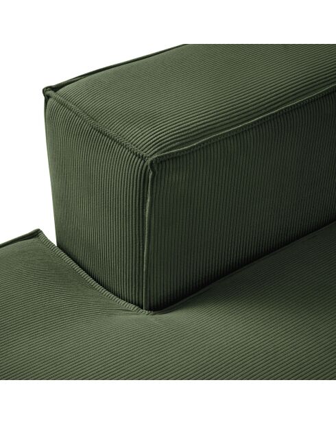 Canapé d'angle gauche velours côtelé carlo 5 places vert bouteille - 341x166x90 cm