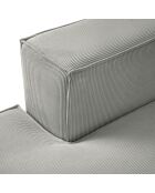 Canapé d'angle gauche velours côtelé carlo 5 places gris clair - 341x166x90 cm