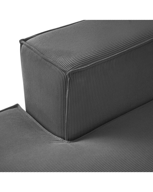 Canapé d'angle gauche velours côtelé carlo 5 places gris - 341x166x90 cm