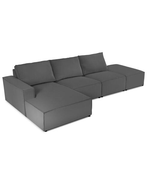 Canapé d'angle gauche velours côtelé carlo 5 places gris - 341x166x90 cm