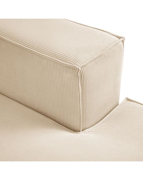 Canapé d'angle droit velours côtelé carlo 5 places beige - 341x166x90 cm