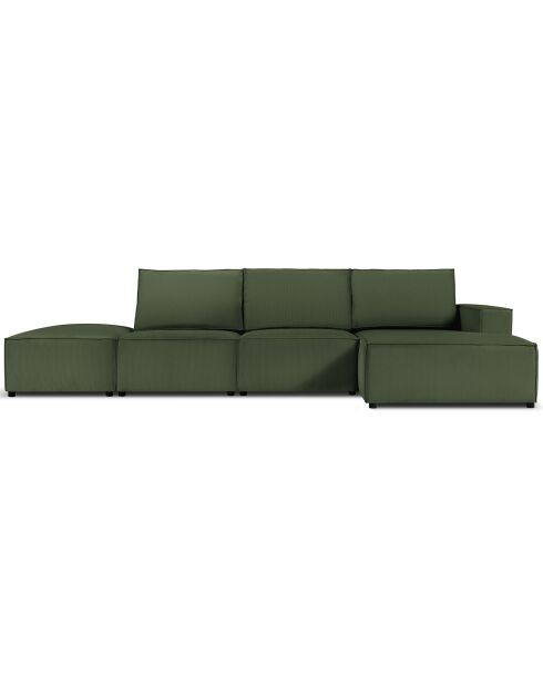 Canapé d'angle droit velours côtelé carlo 5 places vert bouteille - 341x166x90 cm