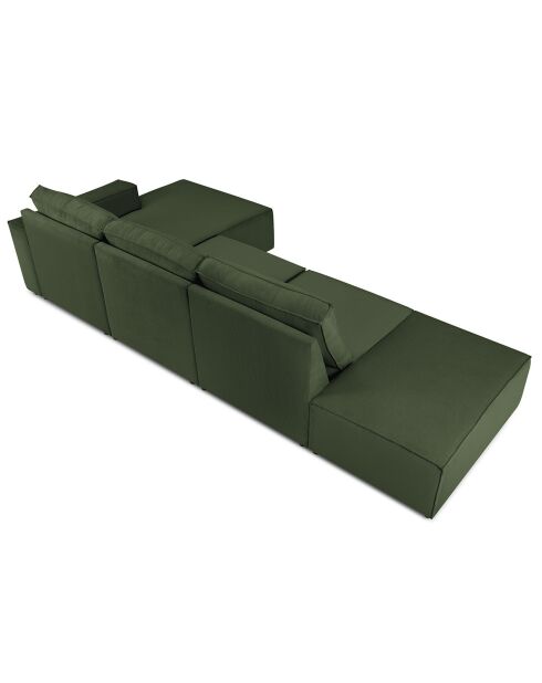 Canapé d'angle droit velours côtelé carlo 5 places vert bouteille - 341x166x90 cm