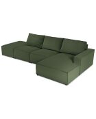 Canapé d'angle droit velours côtelé carlo 5 places vert bouteille - 341x166x90 cm