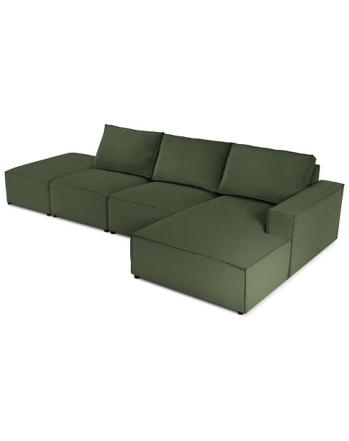 Canapé d'angle droit velours côtelé carlo 5 places vert bouteille - 341x166x90 cm