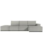 Canapé d'angle droit velours côtelé carlo 5 places gris clair - 341x166x90 cm