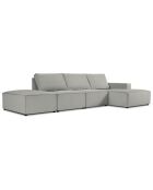 Canapé d'angle droit velours côtelé carlo 5 places gris clair - 341x166x90 cm