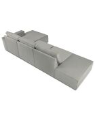Canapé d'angle droit velours côtelé carlo 5 places gris clair - 341x166x90 cm
