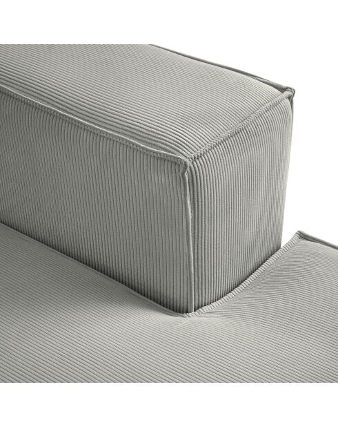 Canapé d'angle droit velours côtelé carlo 5 places gris clair - 341x166x90 cm