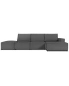 Canapé d'angle droit velours côtelé carlo 5 places gris - 341x166x90 cm