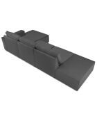 Canapé d'angle droit velours côtelé carlo 5 places gris - 341x166x90 cm