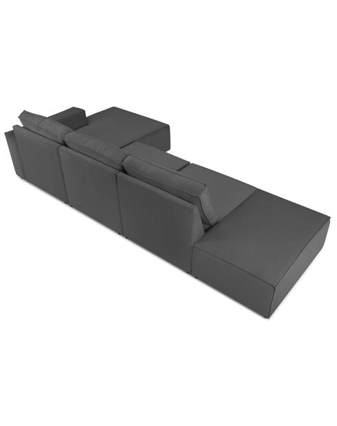 Canapé d'angle droit velours côtelé carlo 5 places gris - 341x166x90 cm