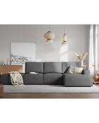 Canapé d'angle droit velours côtelé carlo 5 places gris - 341x166x90 cm