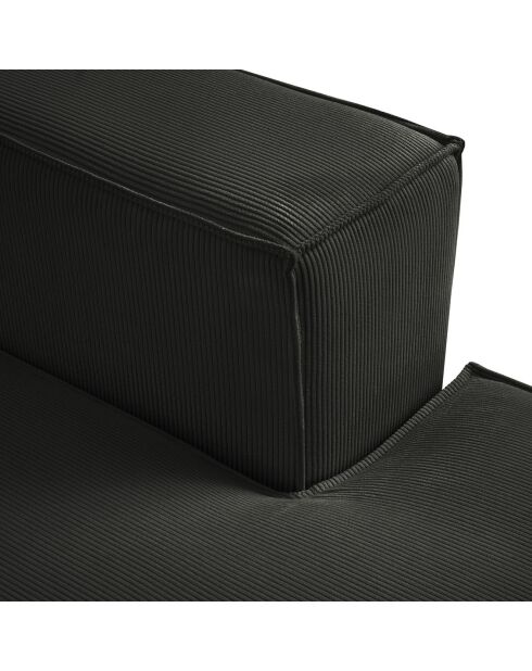 Canapé d'angle droit velours côtelé carlo 5 places noir - 341x166x90 cm